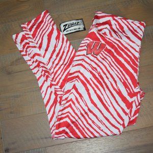 NWT Zubaz NCAA University Wisconsin Badgers Striped Leggings Yoga Pants D96 XL